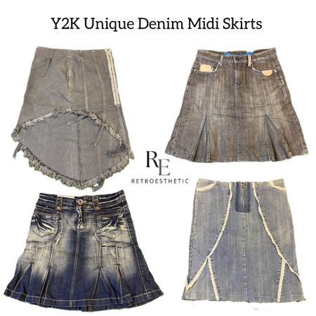 Y2K Unique Denim Midi Skirts RE-2748