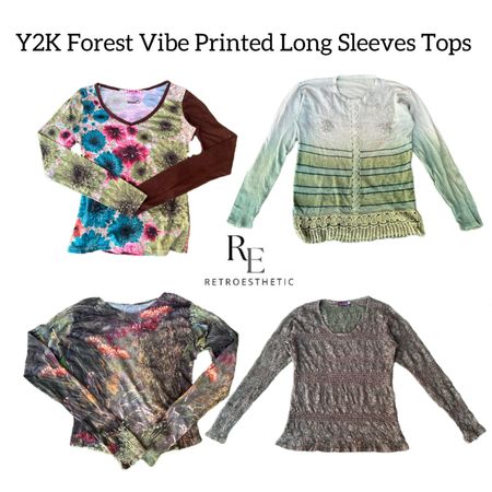 Y2K Forest Vibe Printed Long Sleeves Tops RE-2759