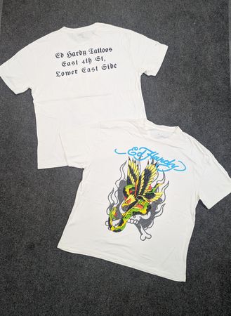 Ed Hardy Men's White 'Eagle Snake' T-shirt