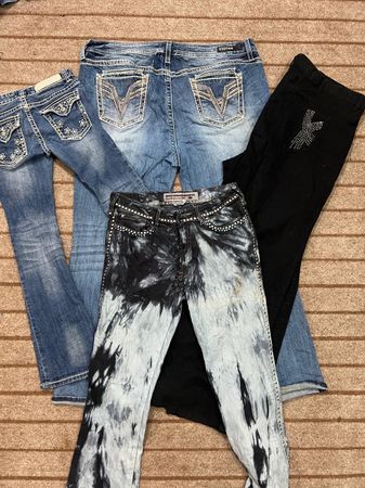 Y2K Vintage Flared Embellished Jeans-03