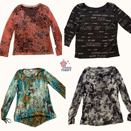 Euro Gothic Script Y2K Mesh Tops