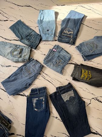 Y2k flared jeans embroidery ID 17