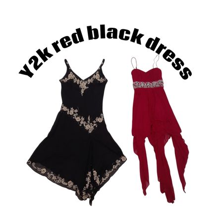 Y2k red black dress
