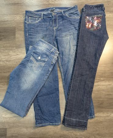 3416 - Unbranded Embroidery Style Flare and straight jeans