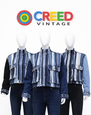 CR1189 Creed Vintage Upcycled Stripe Denimjacke