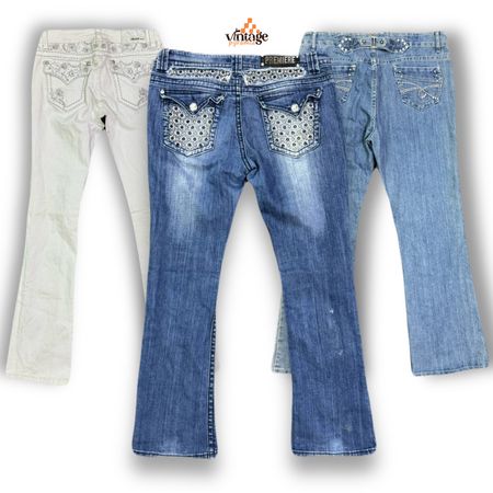 Jeans a zampa d'elefante, Bootcut con decorazioni Y2K