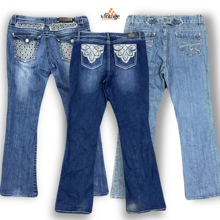 Y2K Flared,Bootcut Embellished Jeans