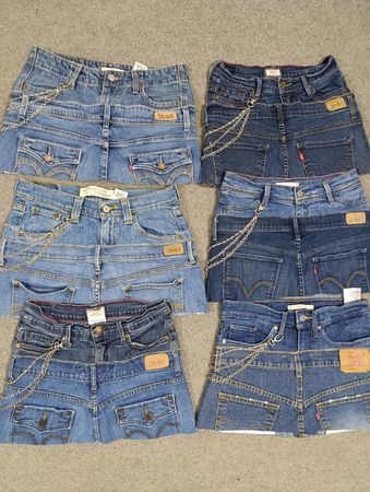 HD1332 Damen Upcycled Levi's Doppelter Taillen Micro Mini Rock
