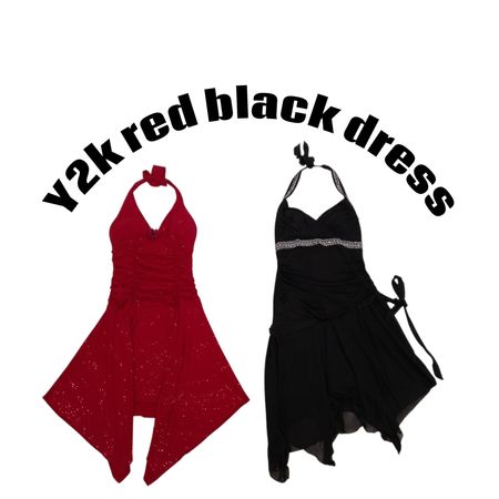 Y2k red black dress