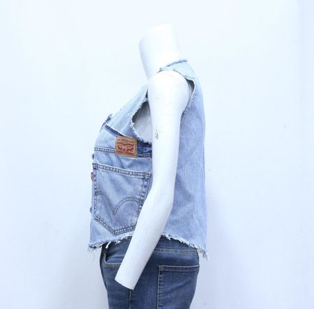 CR1194 Upcycled Denim Buckle Vest