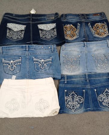 HD Damen Upcycled Y2K Verzierter Denim Micro Mini Röcke