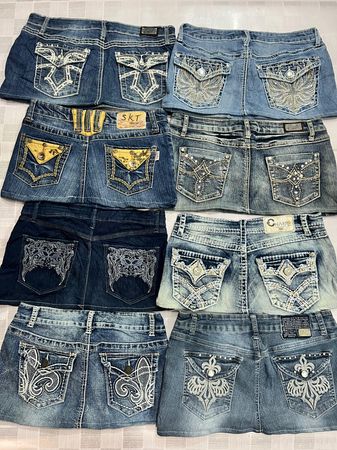 R387 Upcycled Ladies Embellished Mini Skirts