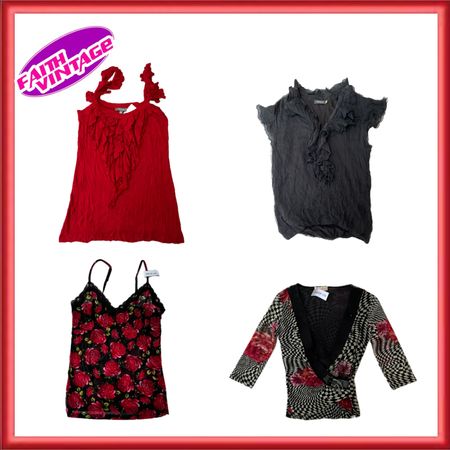 Retro Red Town All Blouses and Tops Bundle (FV-481)