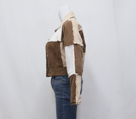 CR1199 Upcycled Patchwork Cropped Jacket