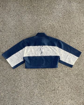 Upcycled Denim Lace Cropped Jacket