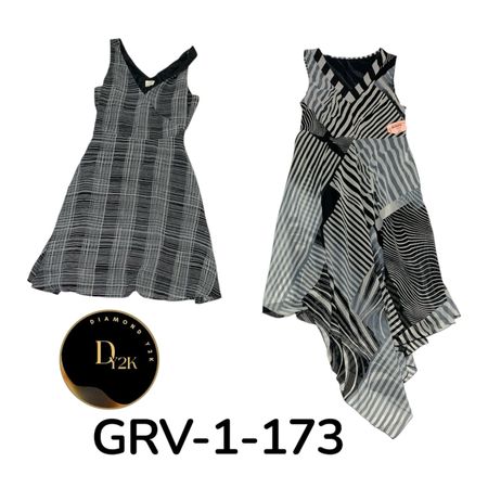 Women’s Y2K Black & White Printed Poly Dress – Timeless 2000s Look (GRV-1-174)