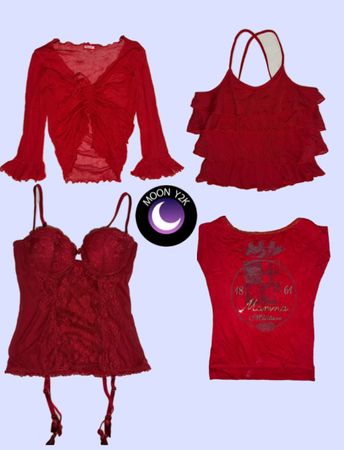 Y2K Romantic Red Tops mix