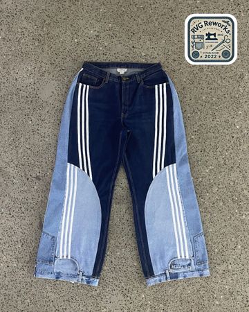 Upcycled Dual-Tone Sports Jeans