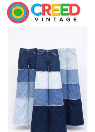 CR1211  Upcycled Tiered Wide-Leg Denim Pants