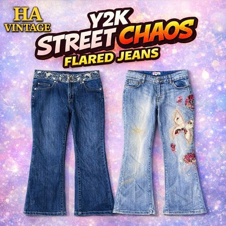 Y2K Street Chaotic Flared Denim Jeans
