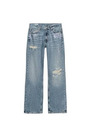 Stickerei Jeans Schlaghose