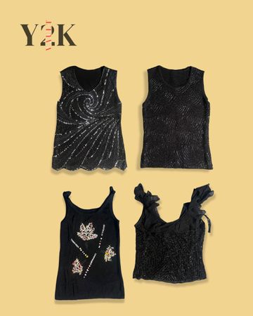 Y2K Beaded Black Tops Bundle  (Yv-613)