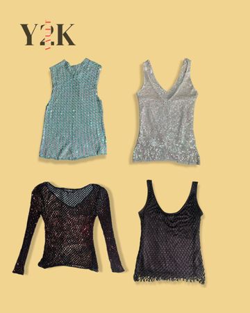 Y2K Sequin & Mesh Tops Bundle (Yv-616)