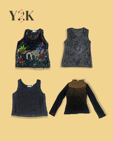 Vintage Y2K Beaded Statement Tops (Yv-618)