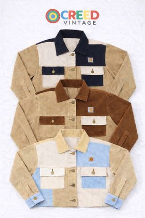 CR1234  Upcycled Two-Tone Utility Cropped Jacket