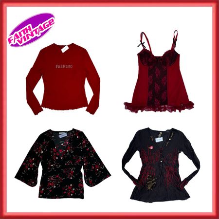 Eternal Red & Black Abstract Top Dress and Skirt Bundle(FV-518)