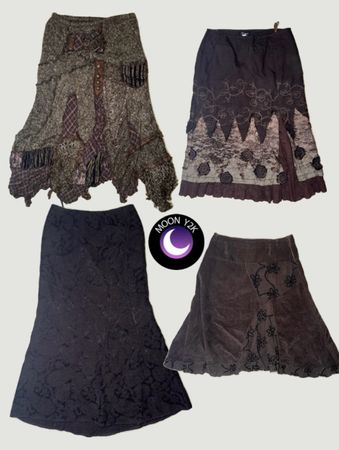 Y2K Flowy Grunge Bronze Skirts (M-1116)