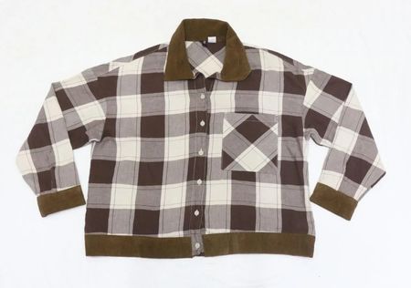 CR1240 Upcycled Plaid Cord-Trim Work Jacket