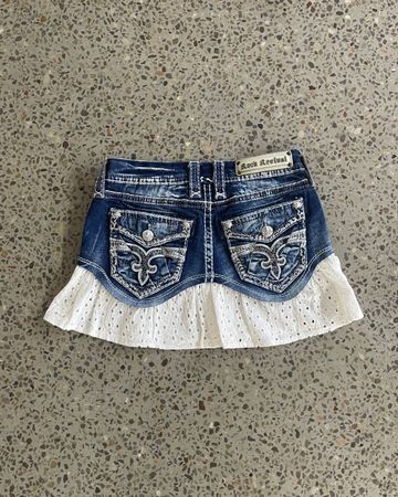 Upcycled The Denim Revival Ruffle Mini Skirt