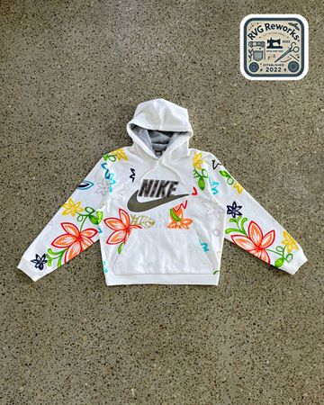 Upcycled Floral Patchwork Nike Hoodie