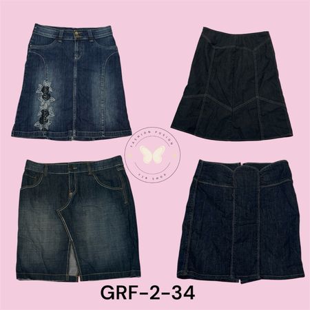 Classic Blue Denim Midi Skirt (GRF-2-34)