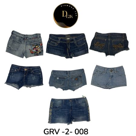 ( Vintage Y2K Denim Mini Shorts – Iconic 2000s Aesthetic (GRV-2-008)