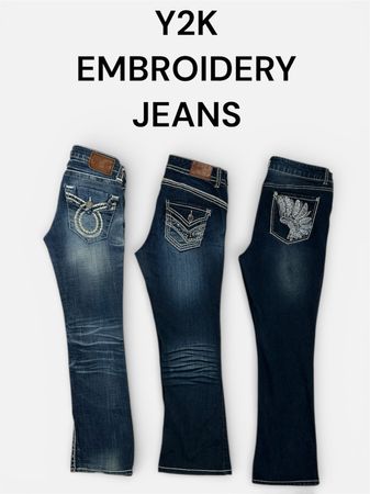 Y2K EMBROIDERY JEANS
