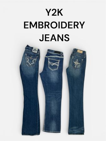 Y2K EMBROIDERY JEANS
