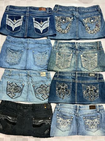R395 Upcycled Ladies Embellished Mini Skirts