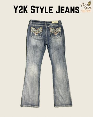 Y2K Glam Fairy Embroidered Jeans (Including Silver,Rock & Roll, Grace In lA) - [TS-0406]