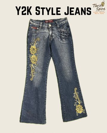 Y2K Princess Core Embellished Jeans (Including Denim Couture, Nobo) - [TS-0411]
