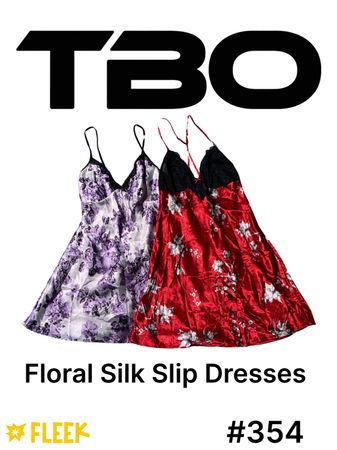 Floral Silk Slip Dresses   #354