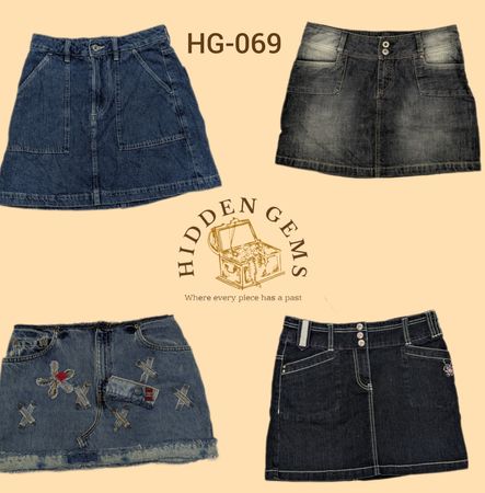Y2K cyber girl era denim mini skirts (HG-069)
