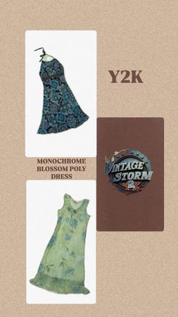 Vestito in poliestere monocolore Blossom Y2K