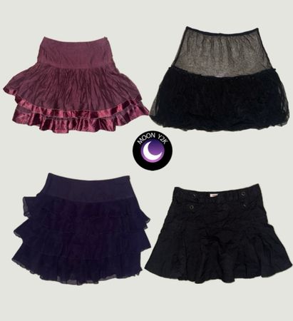 Y2K Gothic Flowy Skirts (M-1134)