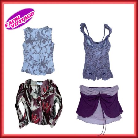 Lavender Abstract Mix Top Skirts and Dress Bundle(FV-528)