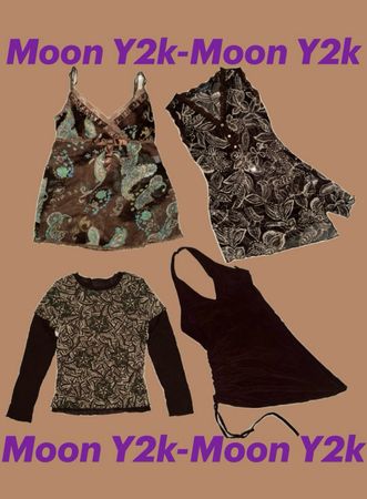 Y2k Grungy Brown Boho Tops (M-1138)
