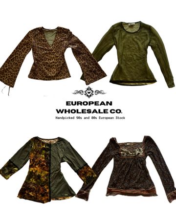 Y2K Earthy Toned Mesh Tops