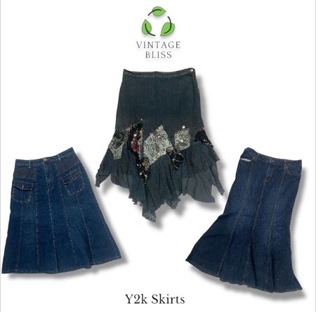 Y2k Denim Flared Long Skirts