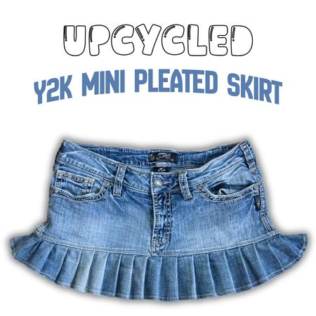 Upcycled Y2K Denim mini Pleated Skirt